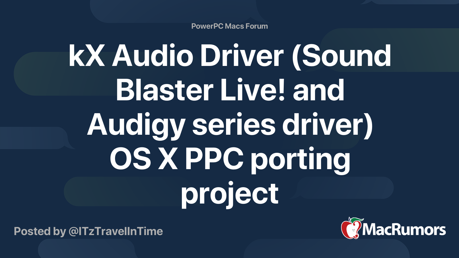 kX Audio Driver (Sound Blaster Live! and Audigy series driver) OS X PPC ...