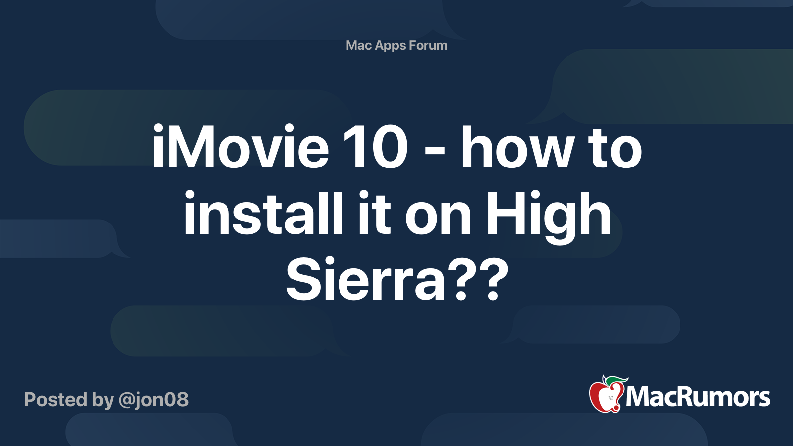 Install imovie 10 on high sierra free