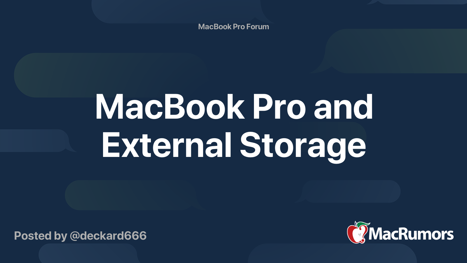 MacBook Pro and External Storage MacRumors Forums