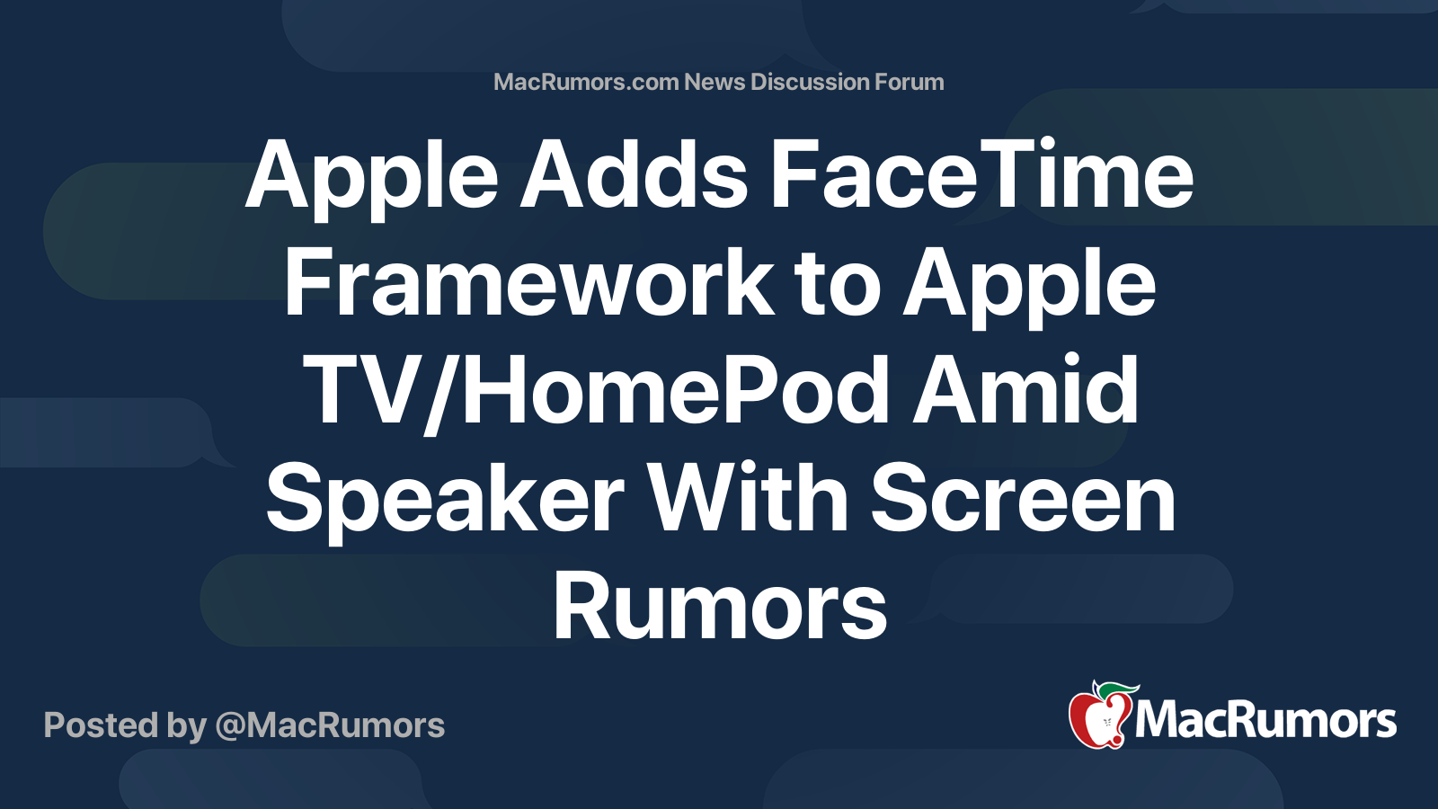Apple Adds FaceTime Framework to Apple TV/HomePod Amid Speaker With ...