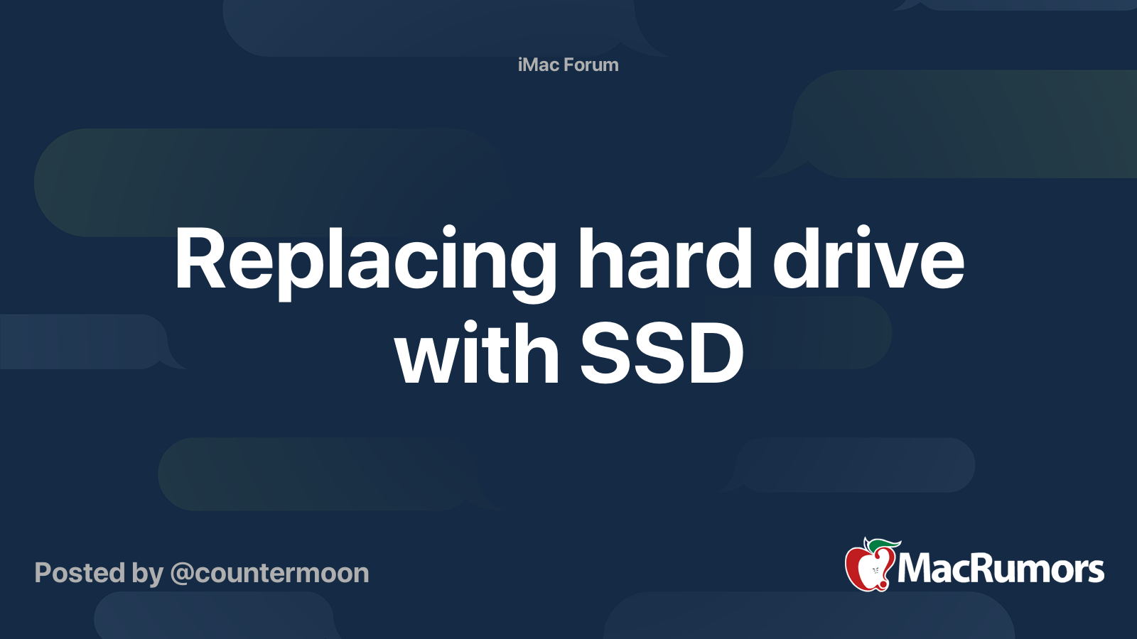 Replacing hard drive with SSD | MacRumors Forums