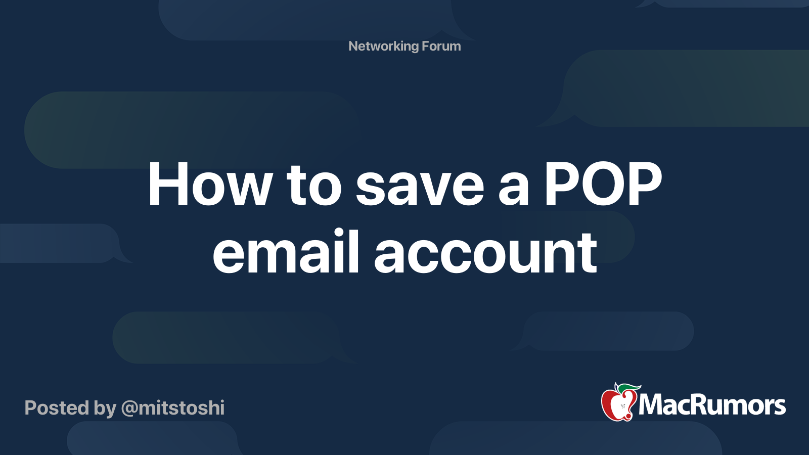 How To Save A POP Email Account MacRumors Forums