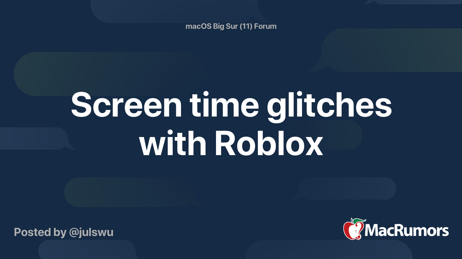 Screen Time Glitches With Roblox Macrumors Forums - does roblox work on mac os catalina