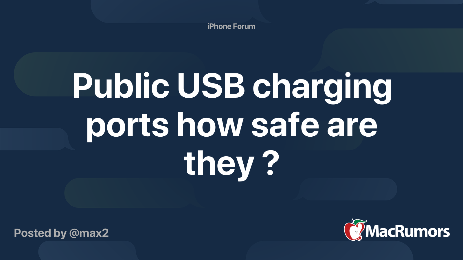 Public USB charging ports how safe are they ? MacRumors Forums
