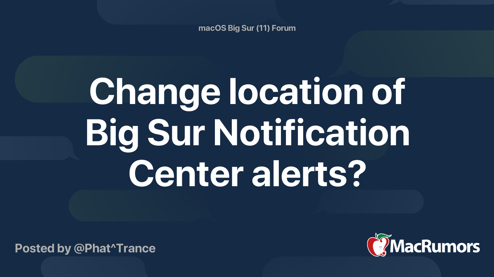Change location of Big Sur Notification Center alerts? | MacRumors 