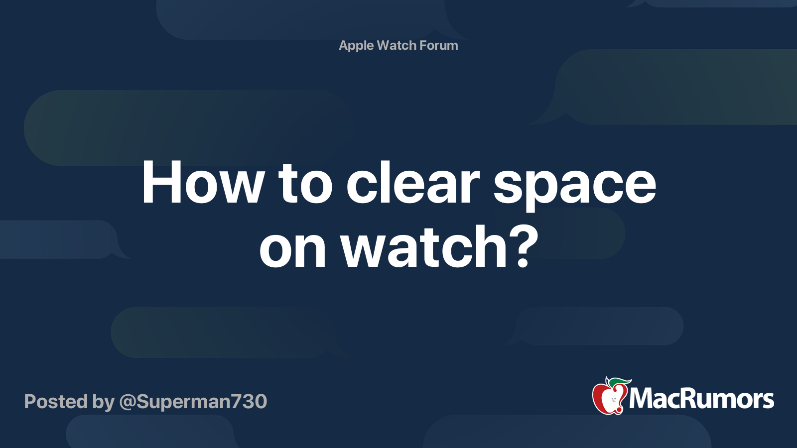 How To Clear Space On Watch MacRumors Forums