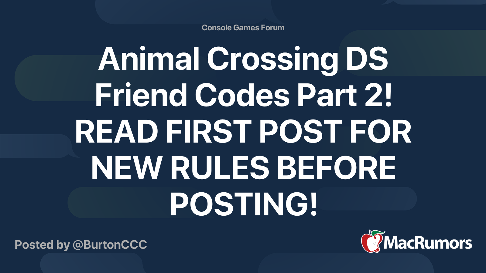Animal Crossing DS Friend Codes Part 2! READ FIRST POST FOR NEW RULES ...