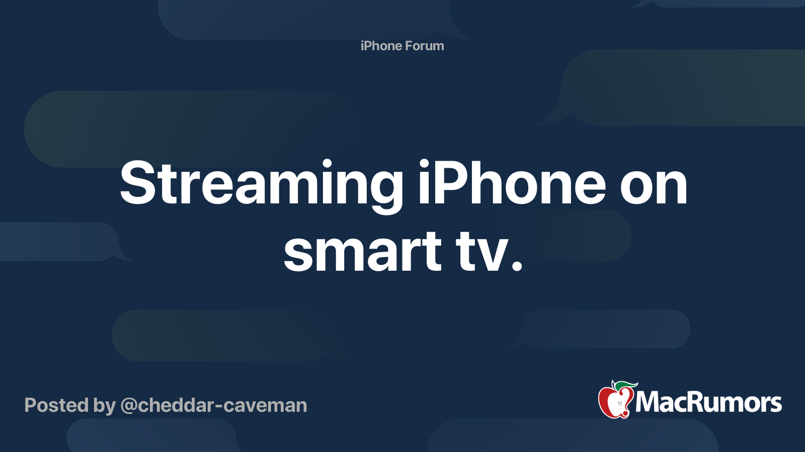 Streaming iPhone on smart tv. MacRumors Forums