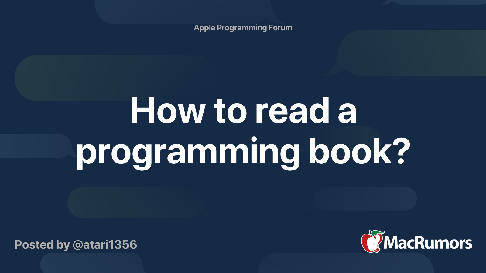 How to read a programming book? | MacRumors Forums image.