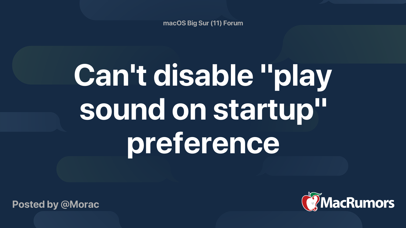 Can t Disable play Sound On Startup Preference MacRumors Forums