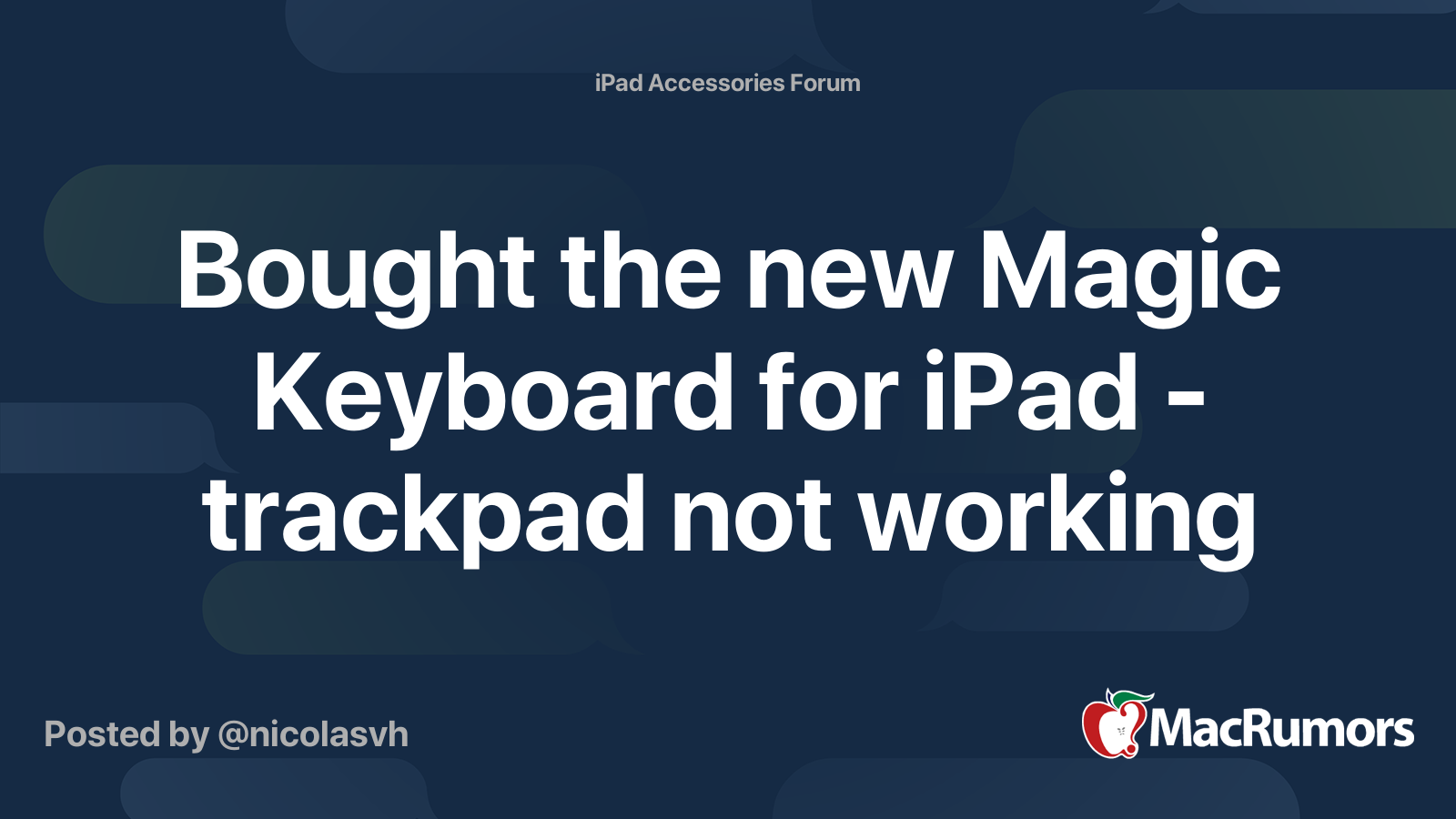 Bought the new Magic Keyboard for iPad trackpad not working