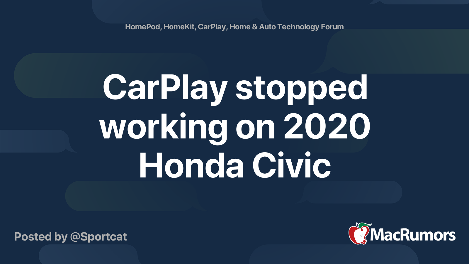 CarPlay stopped working on 2020 Honda Civic MacRumors Forums