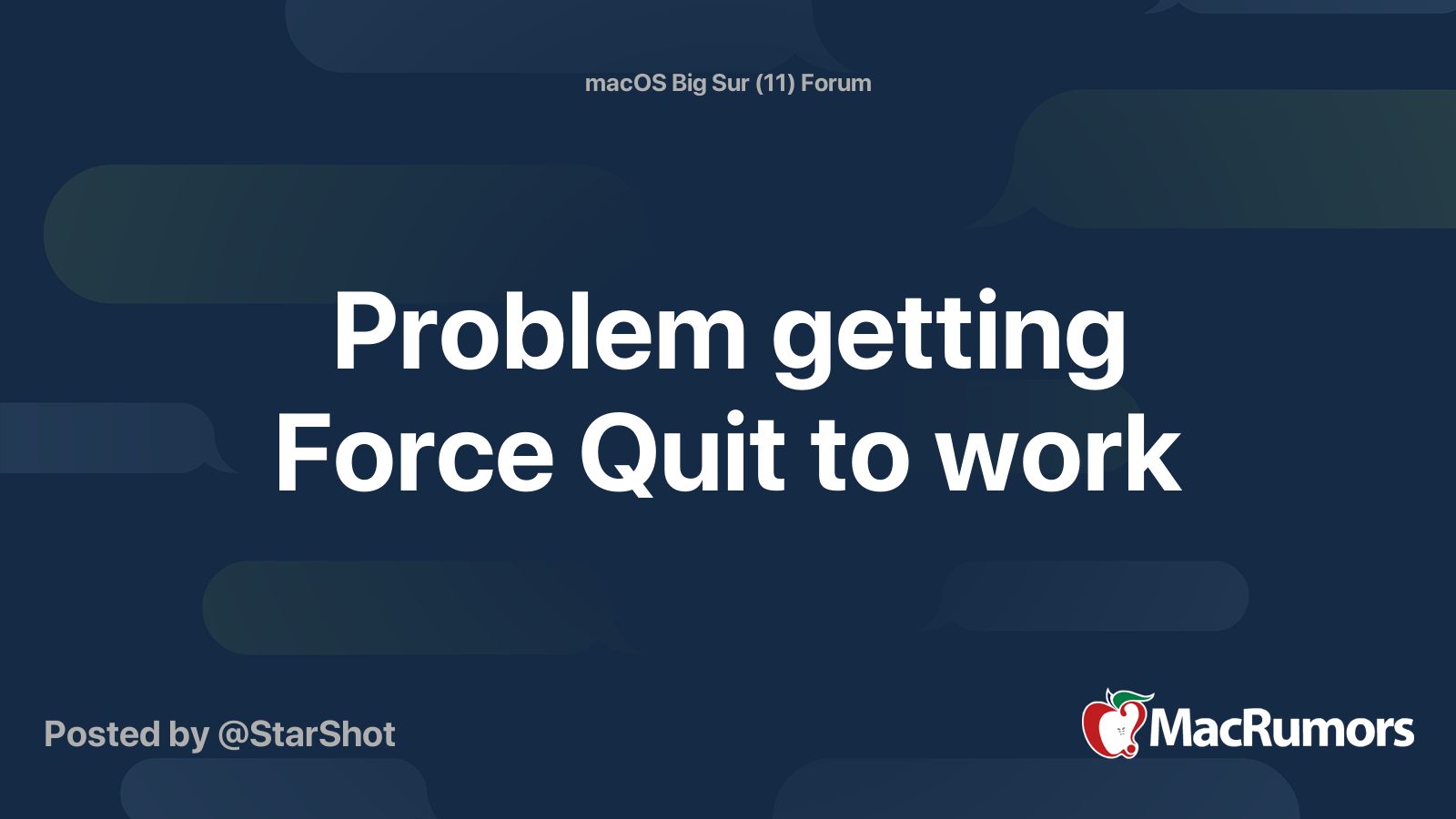 Problem getting Force Quit to work MacRumors Forums