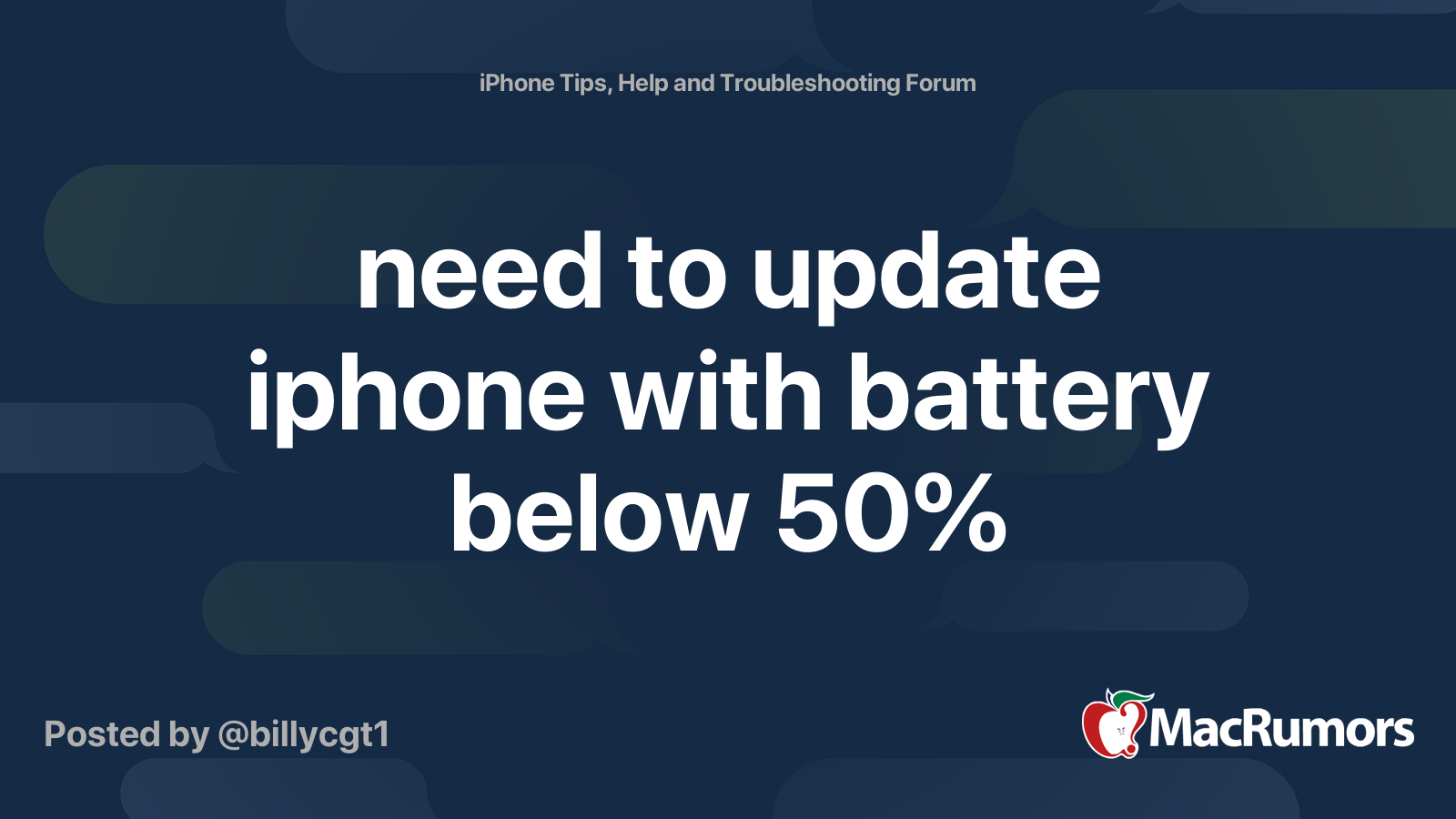 need to update iphone with battery below 50% | MacRumors Forums