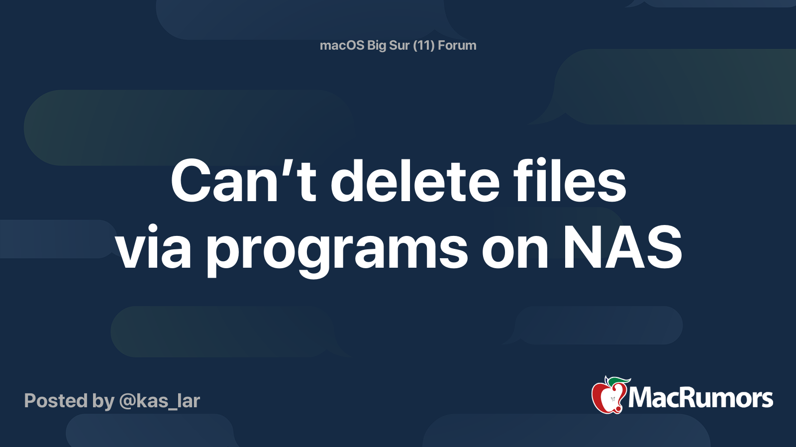 Can’t delete files via programs on NAS | MacRumors Forums