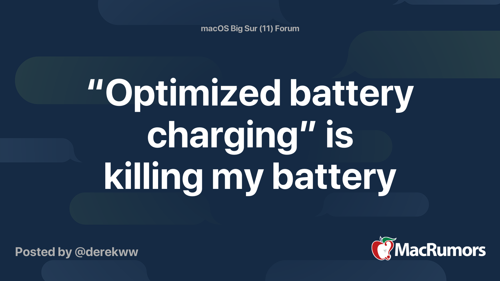 “Optimized battery charging” is killing my battery MacRumors Forums