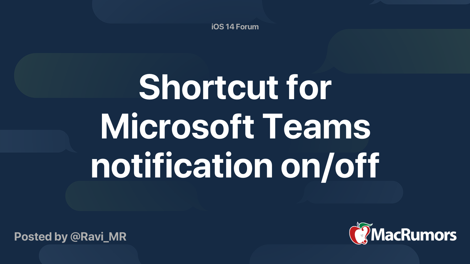 Shortcut for Microsoft Teams notification on/off MacRumors Forums