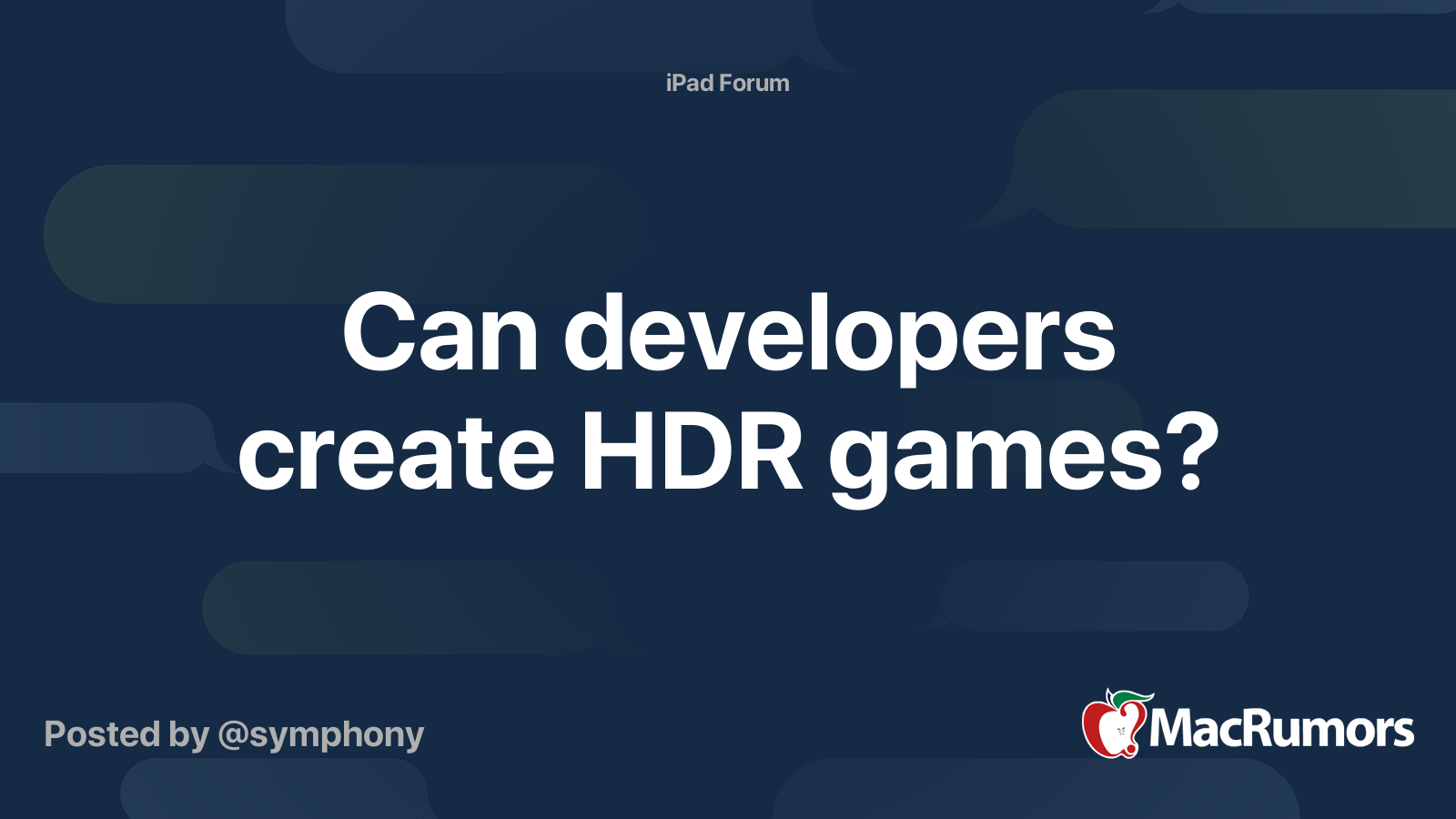 Can developers create HDR games? | MacRumors Forums