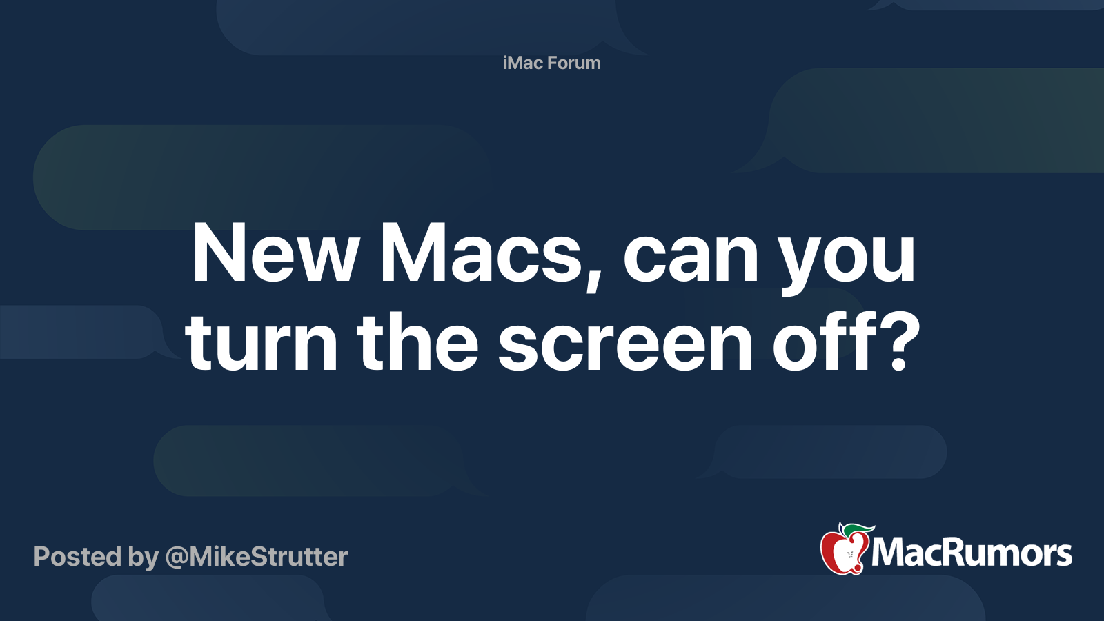 New Macs, can you turn the screen off? | MacRumors Forums