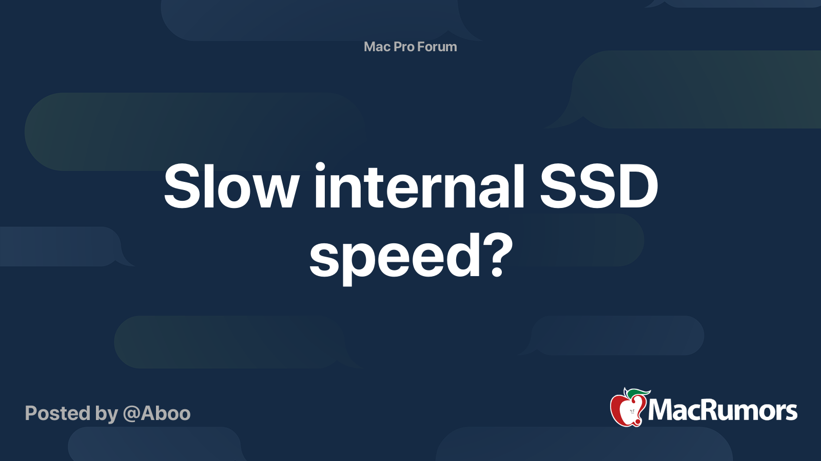 Slow internal SSD speed? MacRumors Forums
