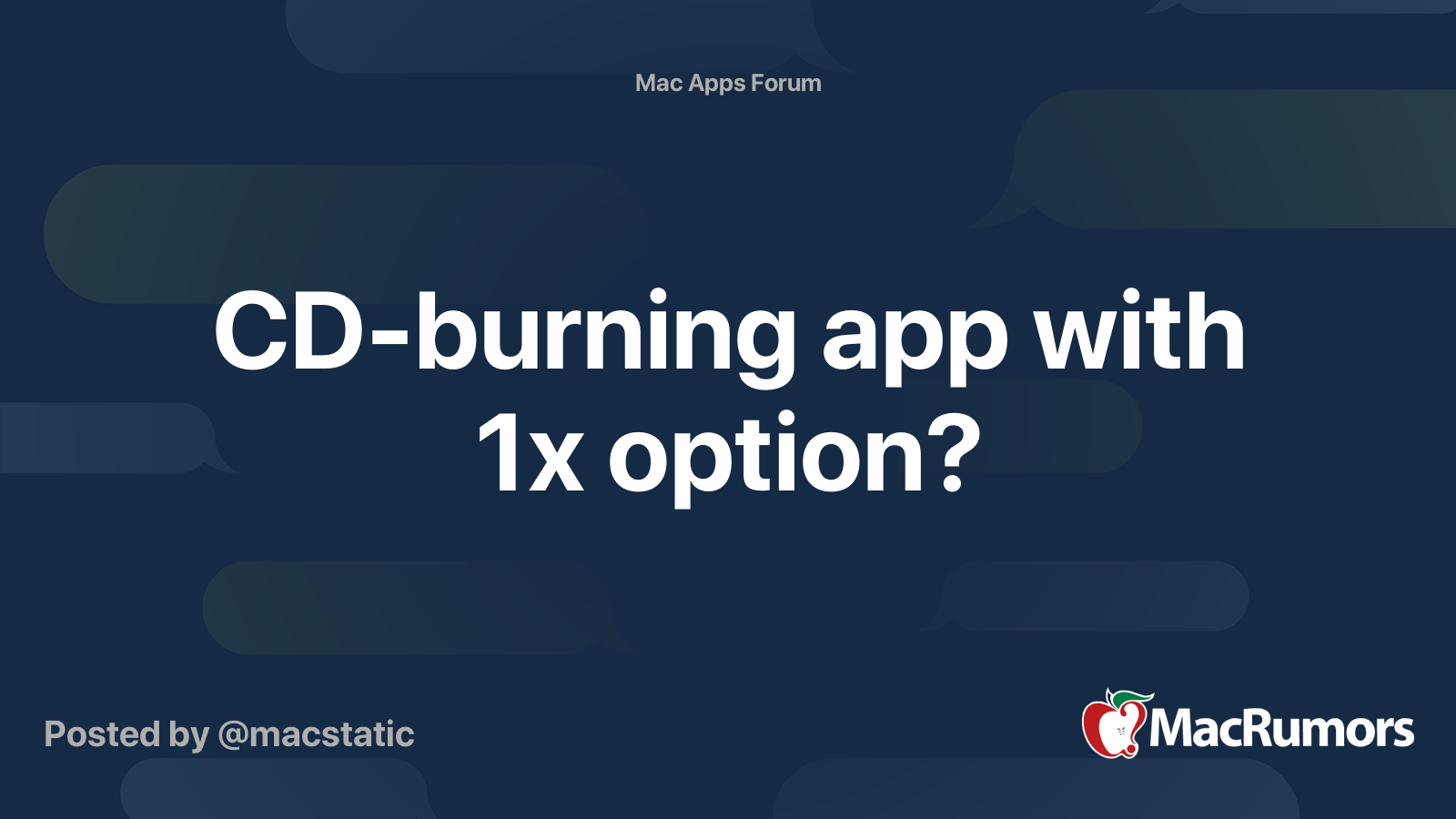 CDburning app with 1x option? MacRumors Forums