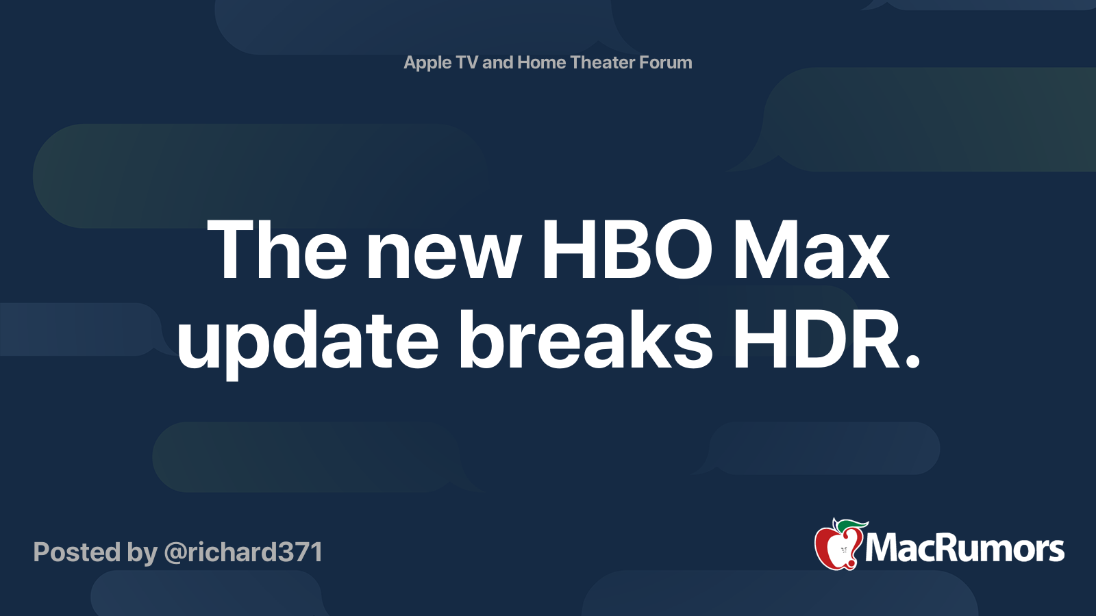 The new HBO Max update breaks HDR. | MacRumors Forums