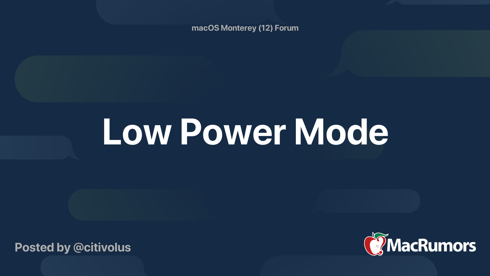 Low Power Mode MacRumors Forums