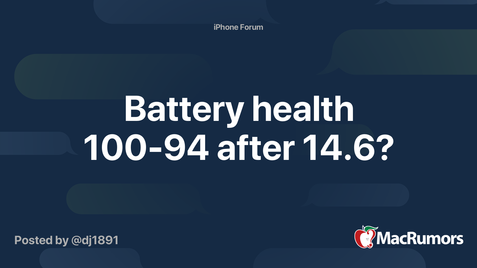 Battery health 10094 after 14.6? MacRumors Forums