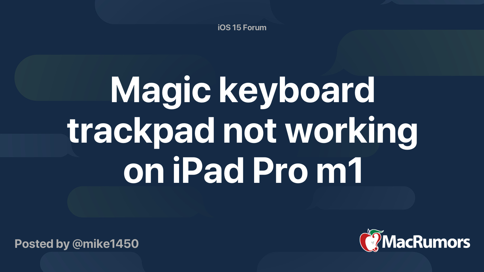Magic keyboard trackpad not working on iPad Pro m1 MacRumors Forums