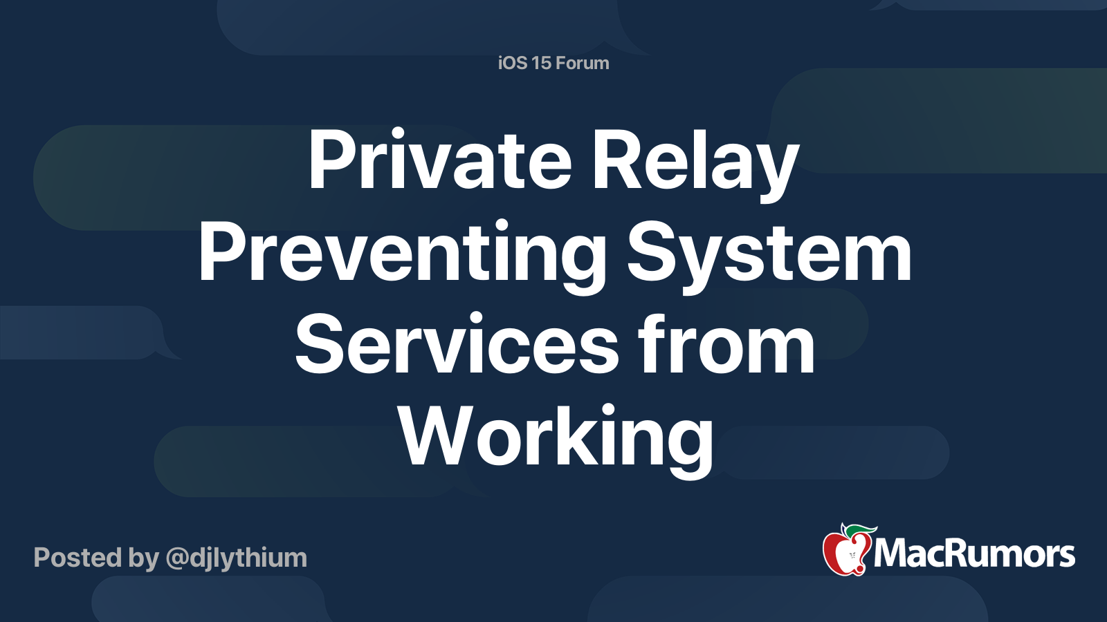 Private Relay Preventing System Services from Working MacRumors Forums