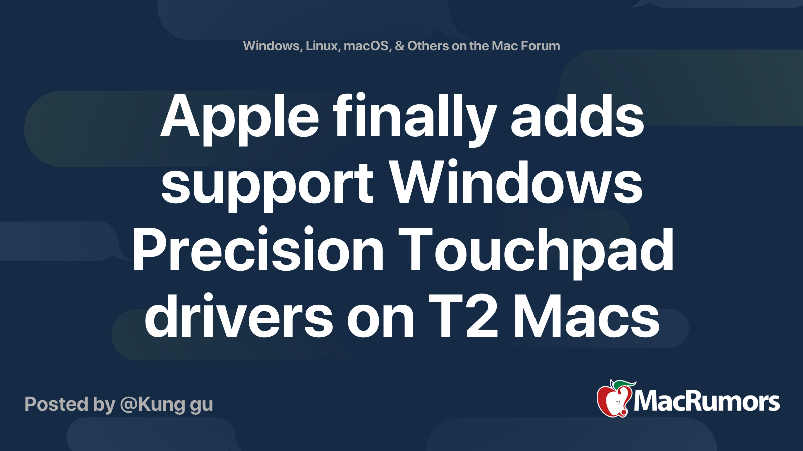 Apple finally adds support Windows Precision Touchpad drivers on T2