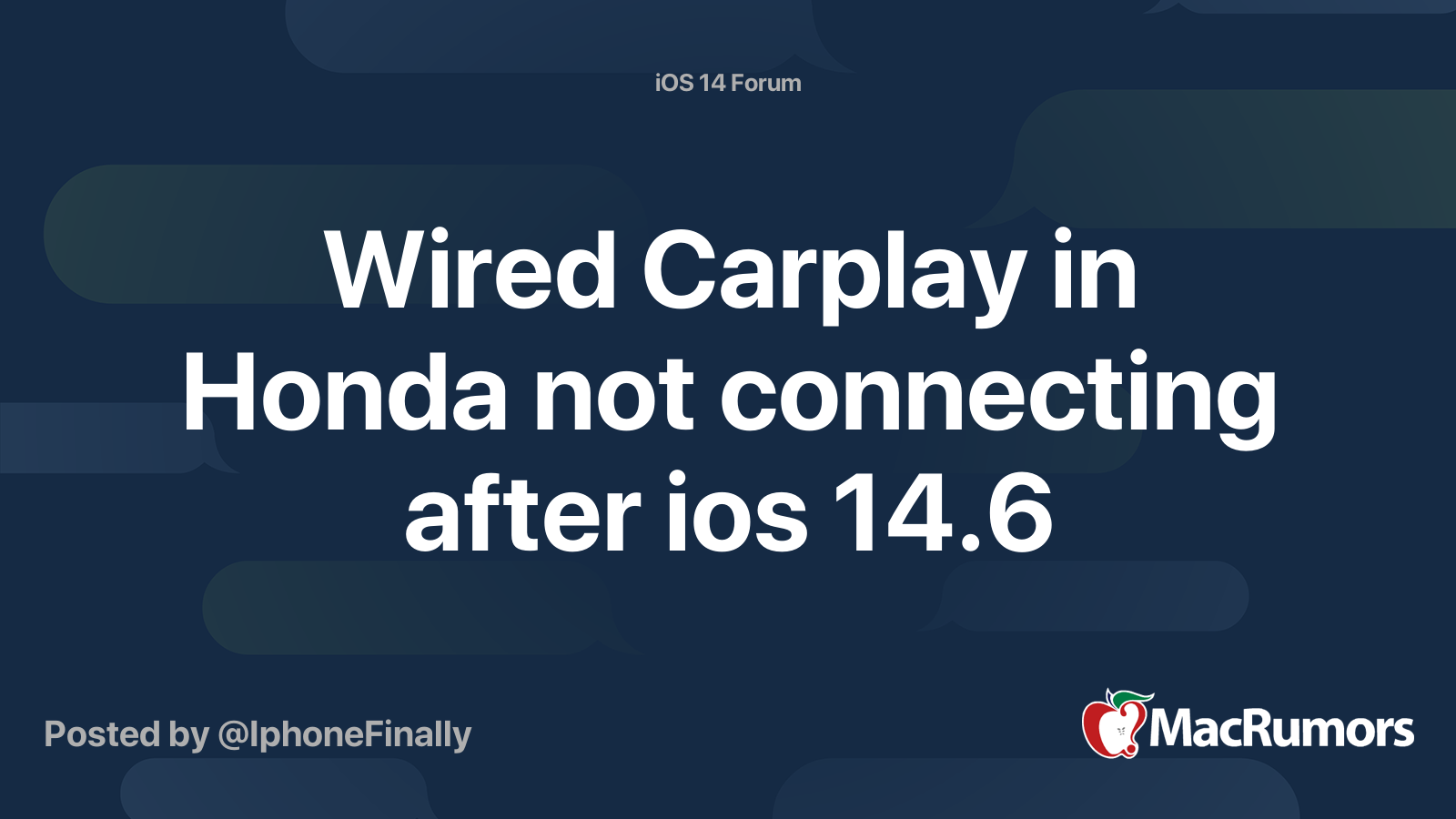 Wired Carplay in Honda not connecting after ios 14.6 MacRumors Forums