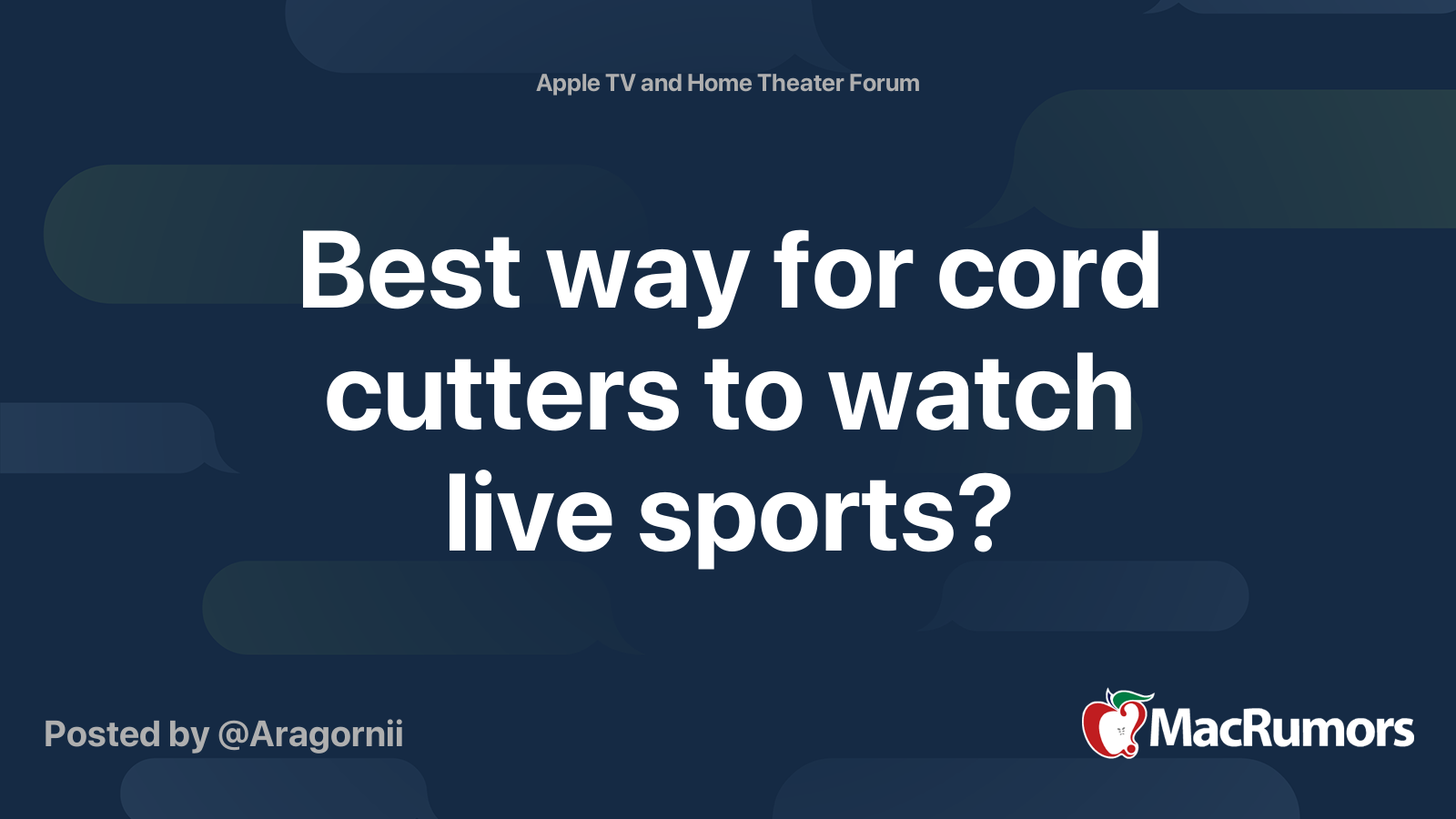 Best way for cord cutters to watch live sports? MacRumors Forums
