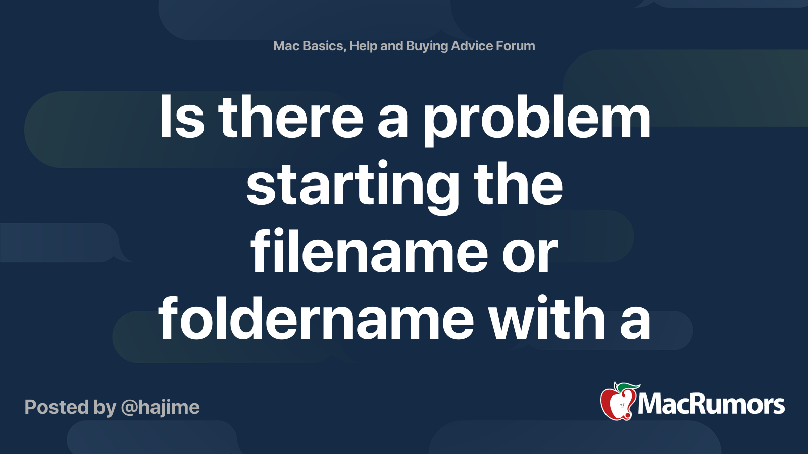 Is There A Problem Starting The Filename Or Foldername With A Number