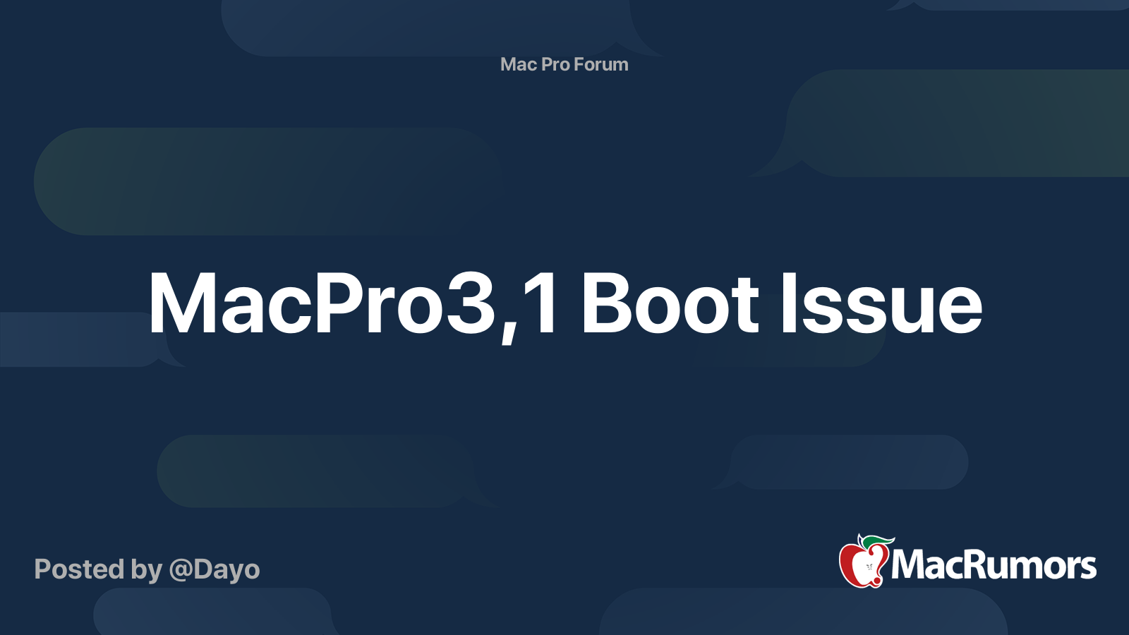 MacPro3,1 Boot Issue | MacRumors Forums