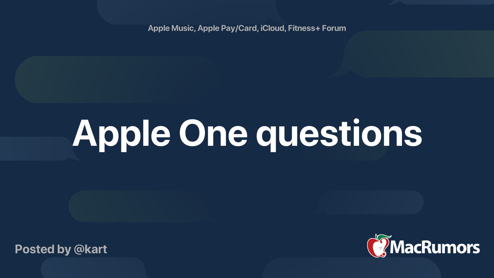 Apple One questions | MacRumors Forums