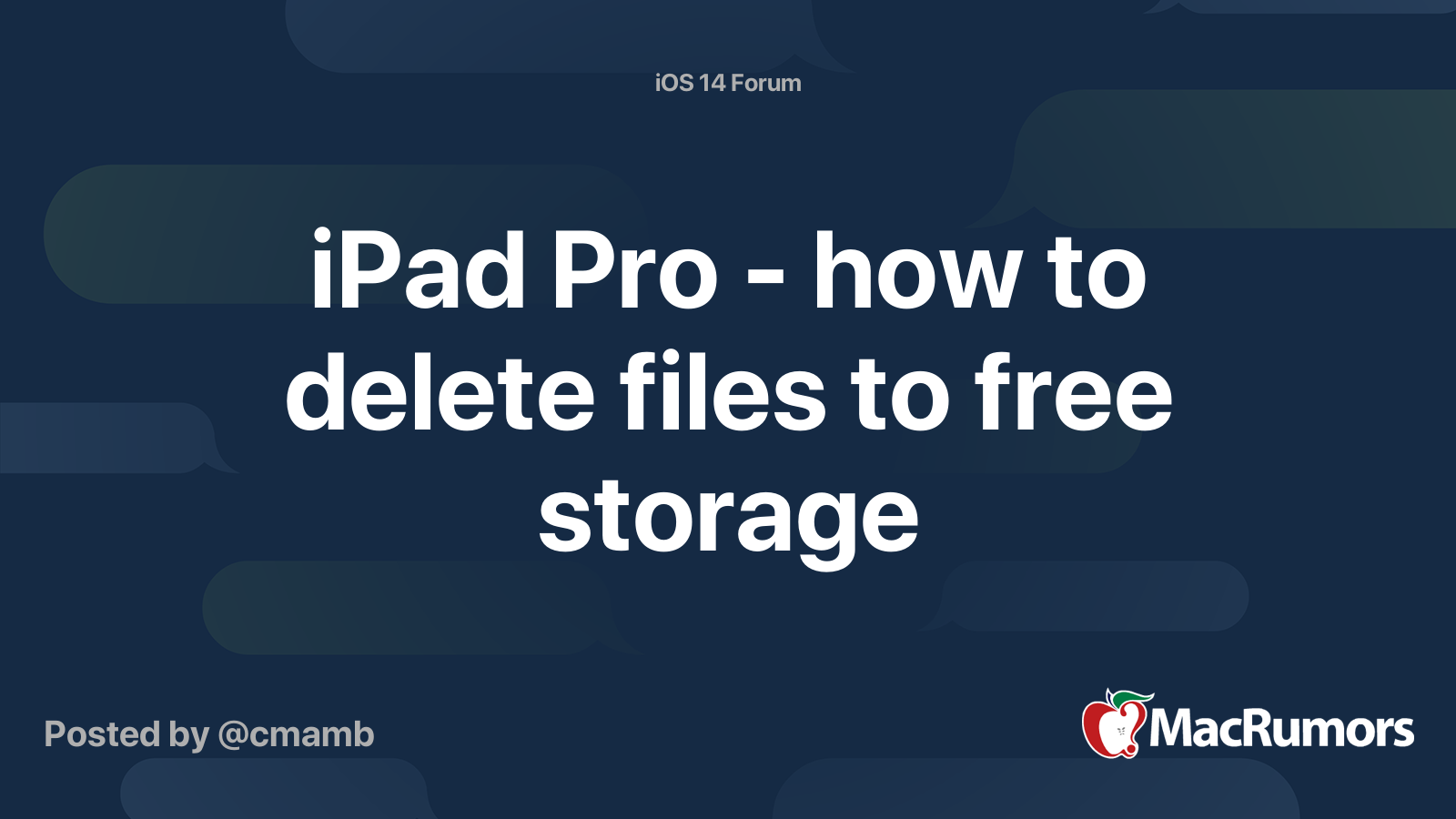 iPad Pro - how to delete files to free storage | MacRumors Forums