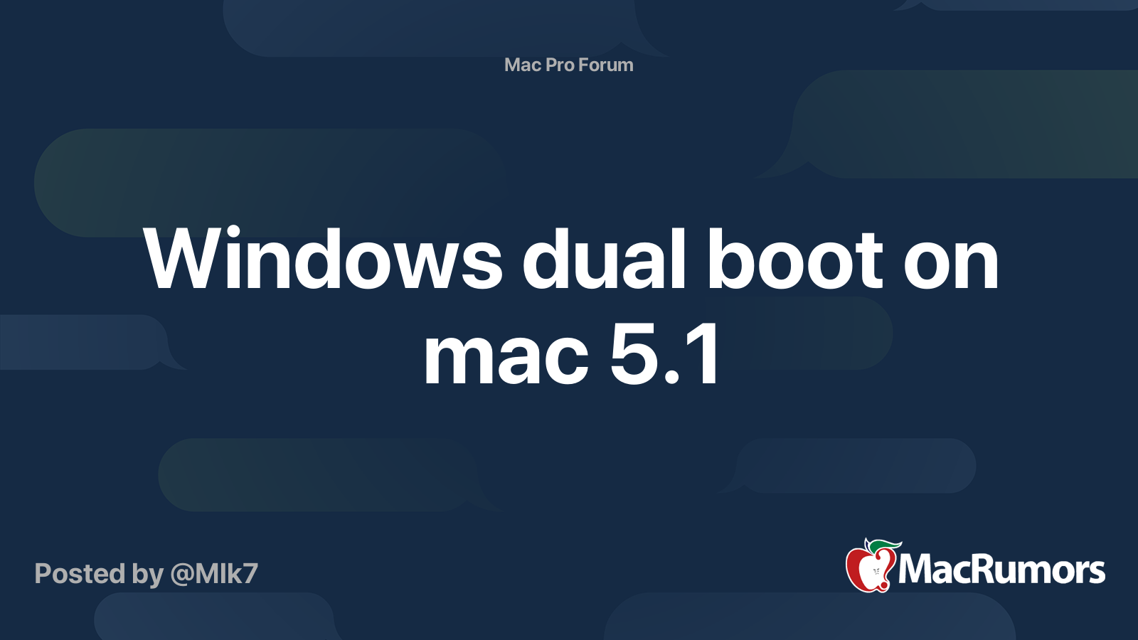 Windows Dual Boot On Mac 5 1 MacRumors Forums
