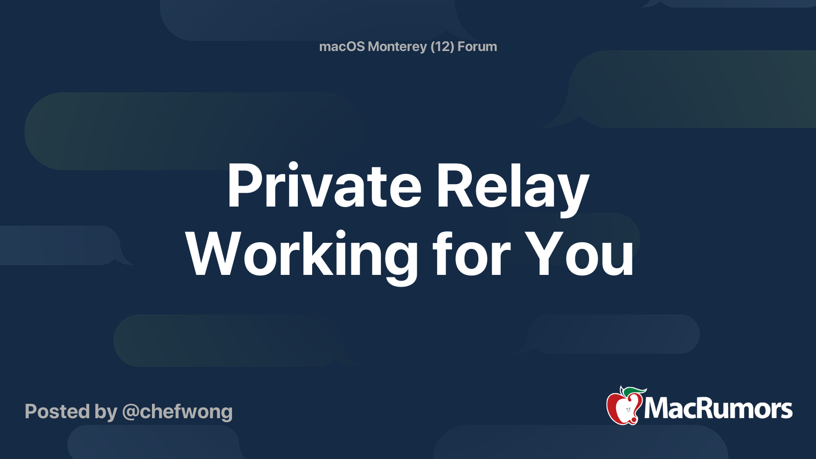 Private Relay Working for You MacRumors Forums