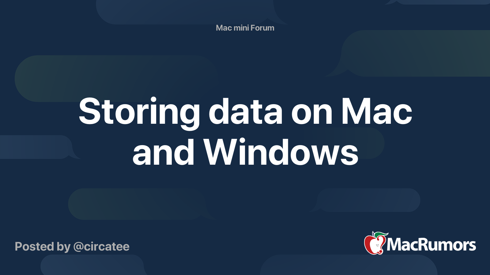 Storing data on Mac and Windows MacRumors Forums