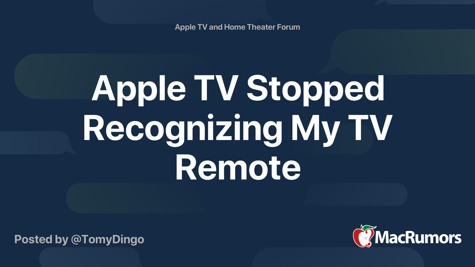 Apple TV Stopped Recognizing My TV Remote | MacRumors Forums