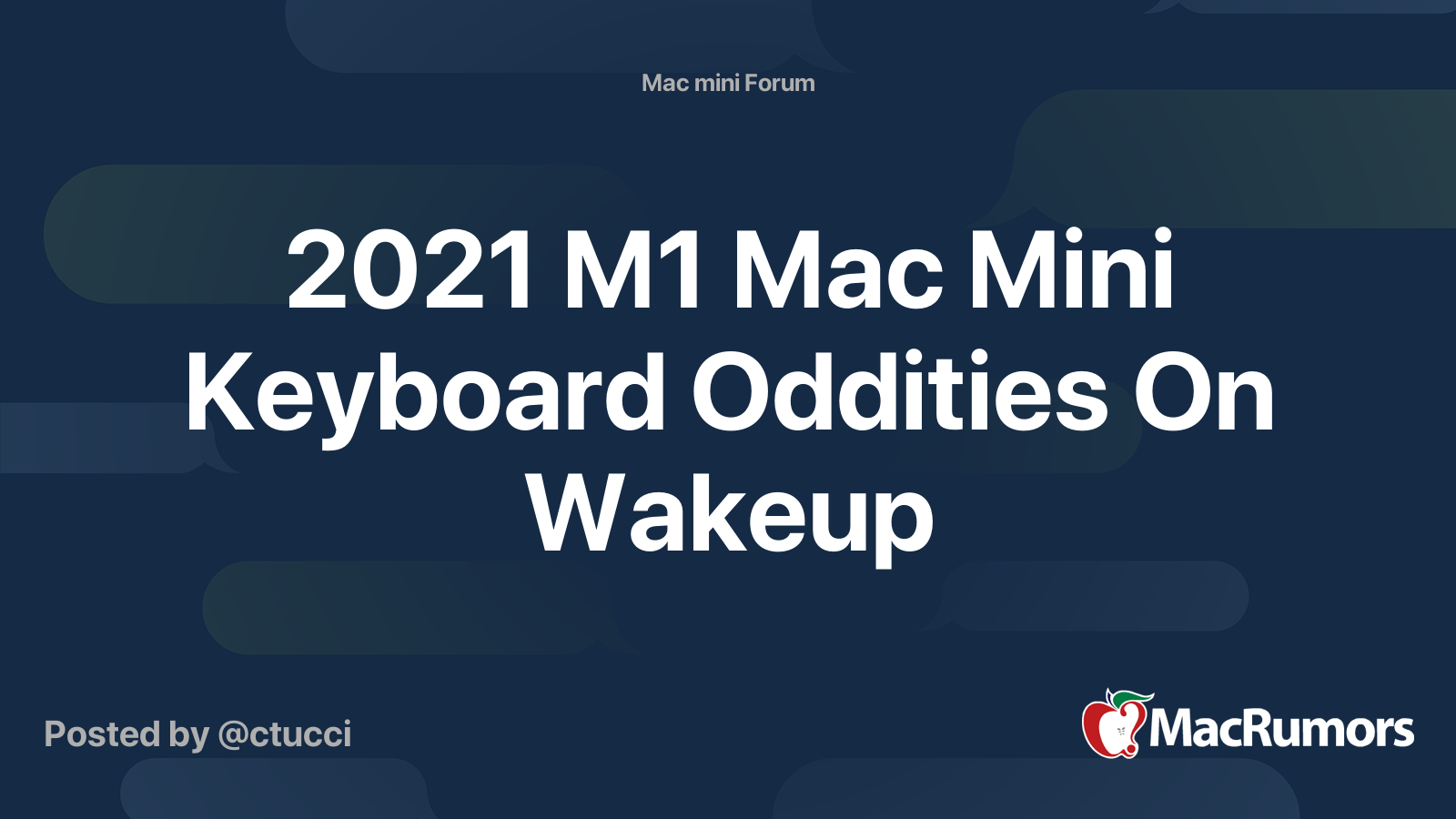 2021 M1 Mac Mini Keyboard Oddities On Wakeup | MacRumors Forums
