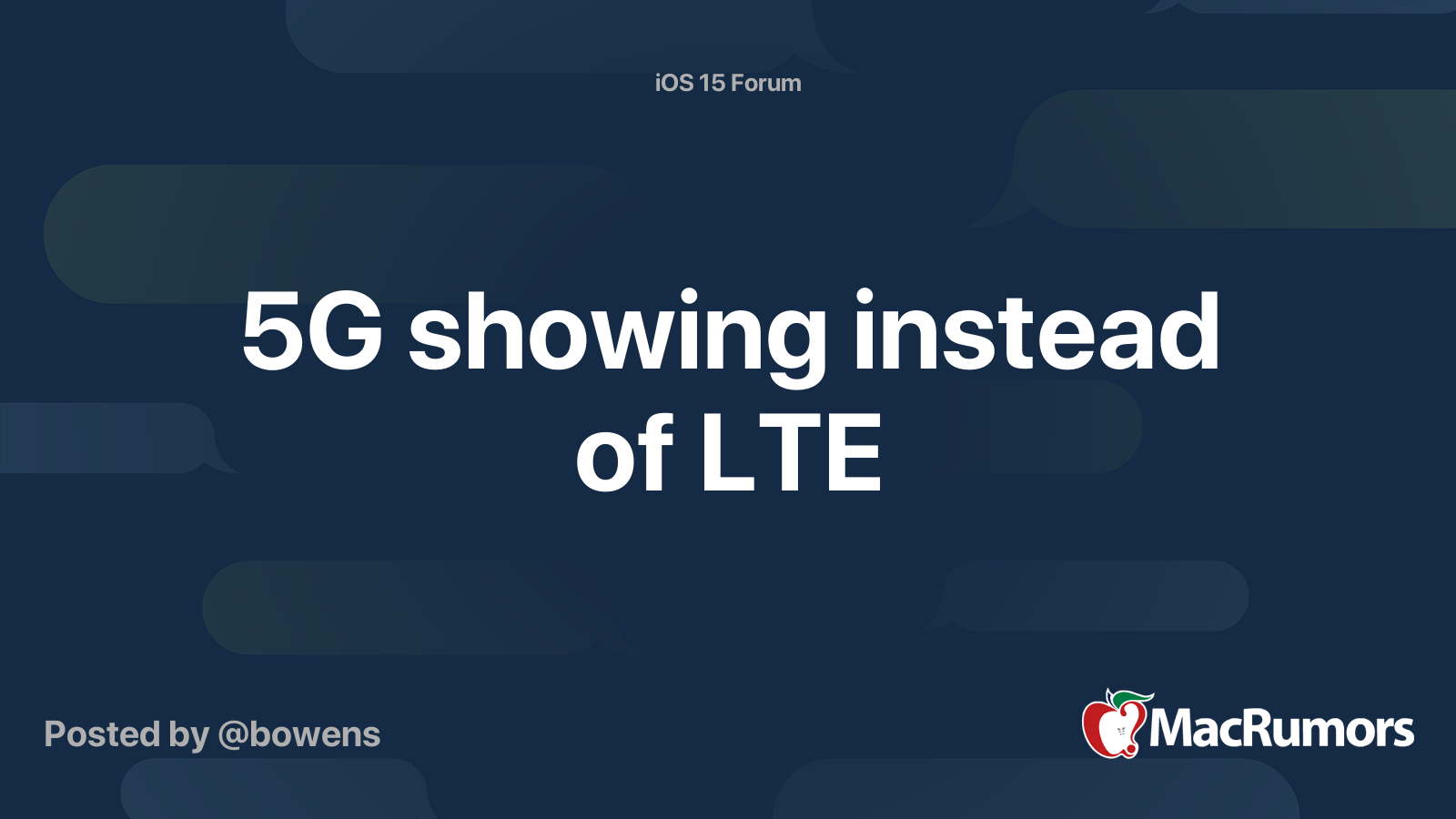 5G showing instead of LTE | MacRumors Forums