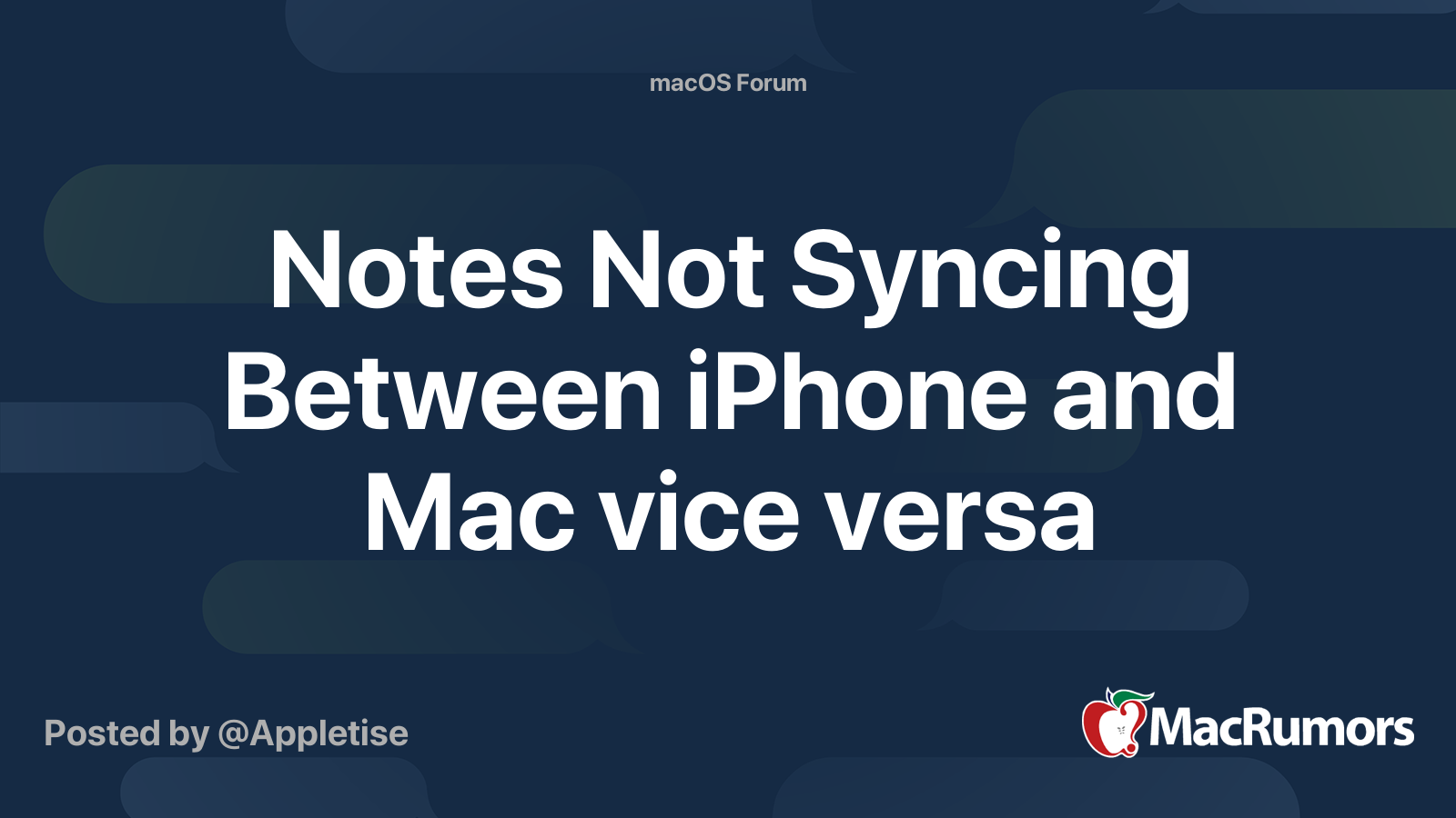 Notes Not Syncing Between iPhone and Mac vice versa | MacRumors Forums