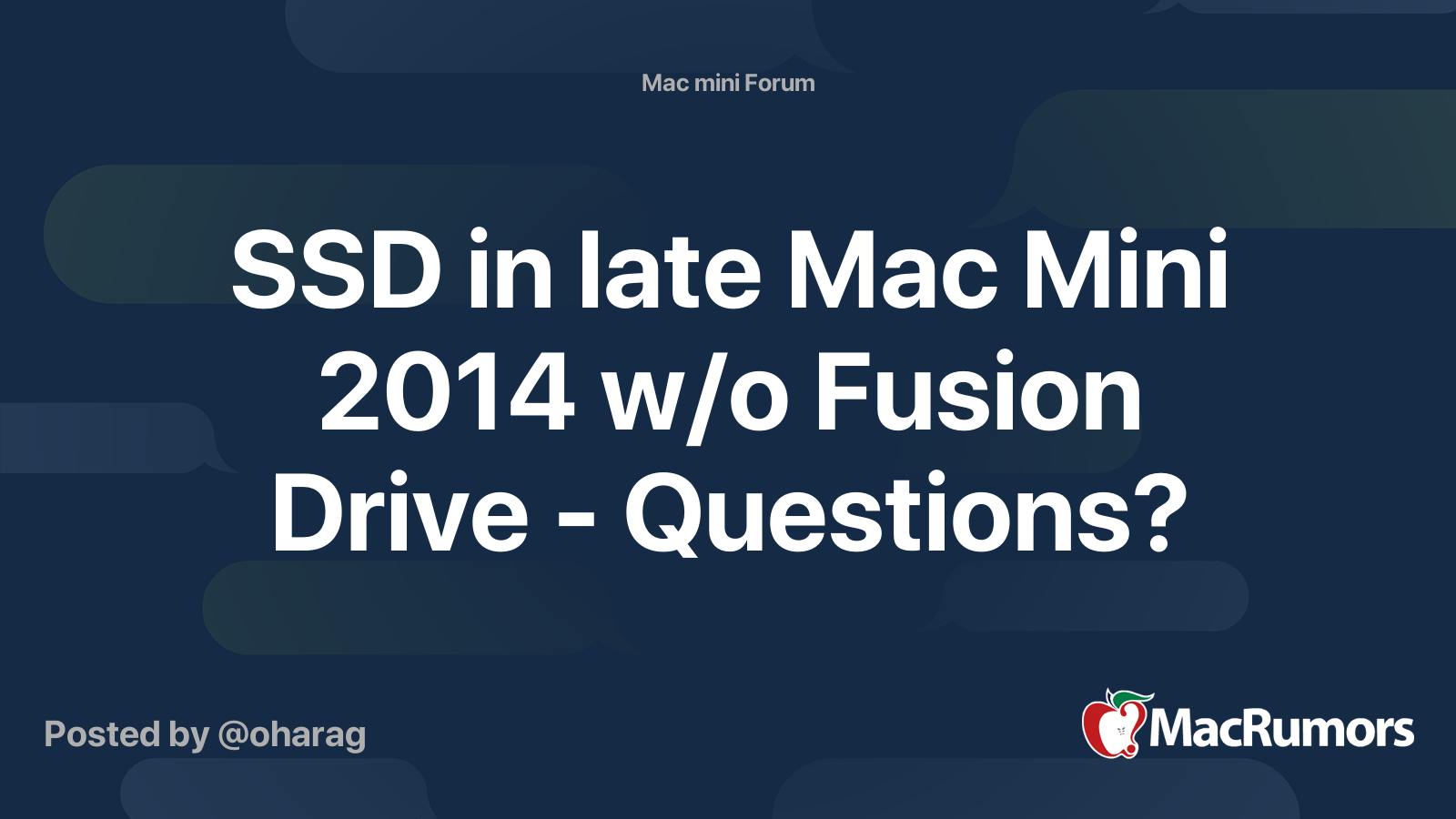 SSD in late Mac Mini 2014 w/o Fusion Drive - Questions 
