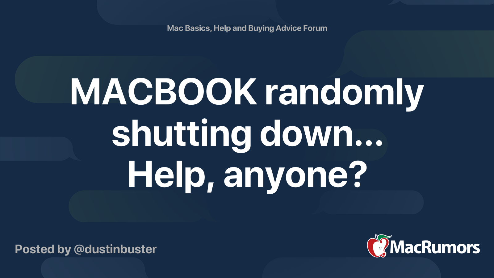 MACBOOK Randomly Shutting Down Help Anyone MacRumors Forums