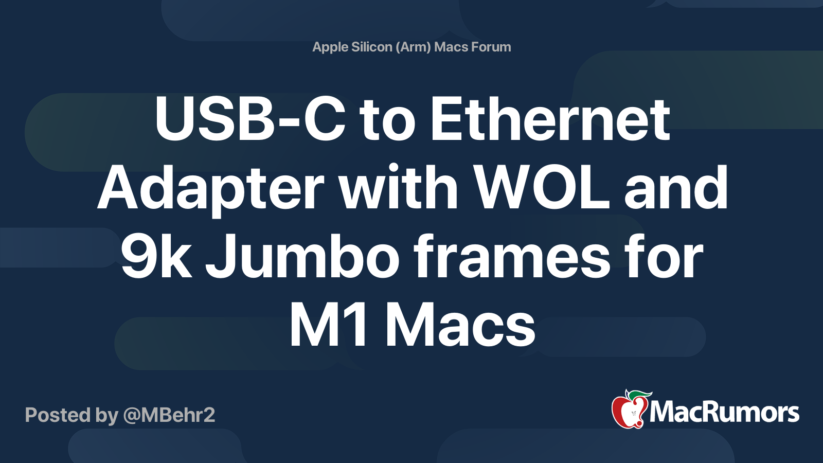 USBC to Adapter with WOL and 9k Jumbo frames for M1 Macs