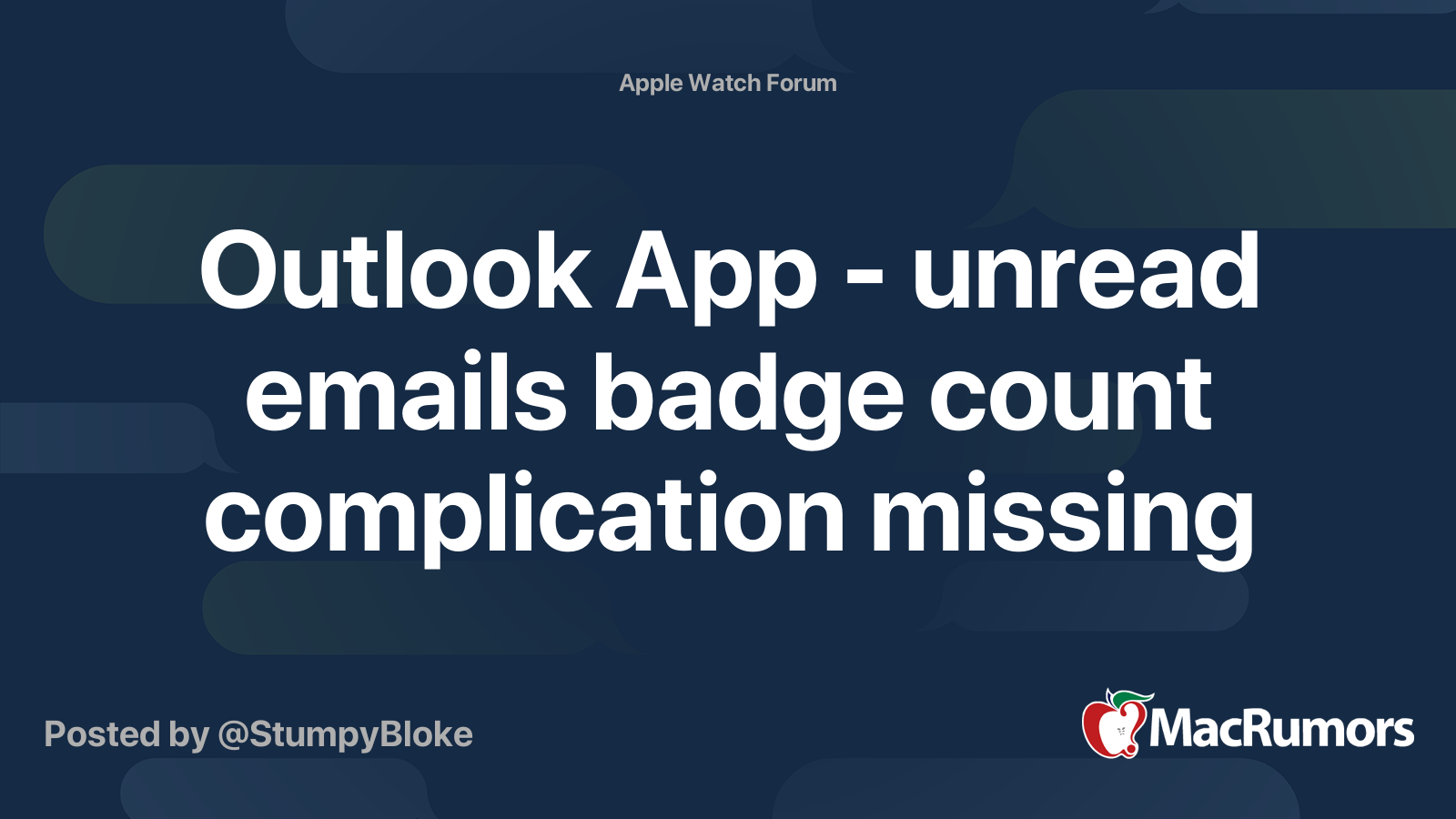 Outlook App unread emails badge count complication missing