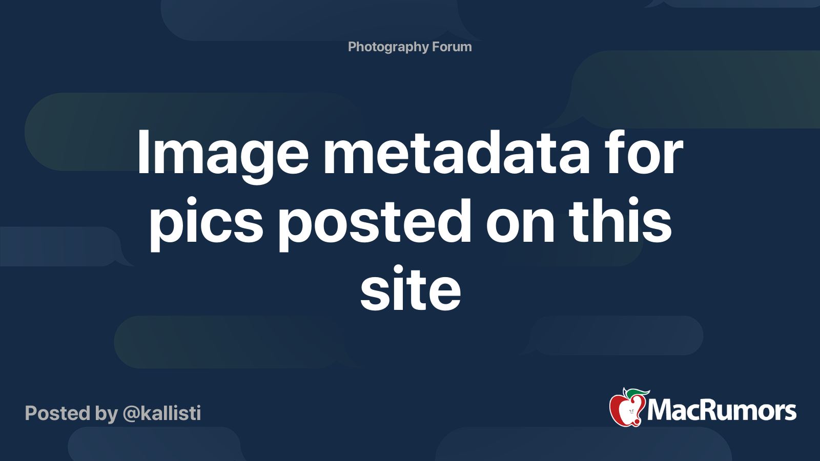 Image metadata for pics posted on this site | MacRumors Forums