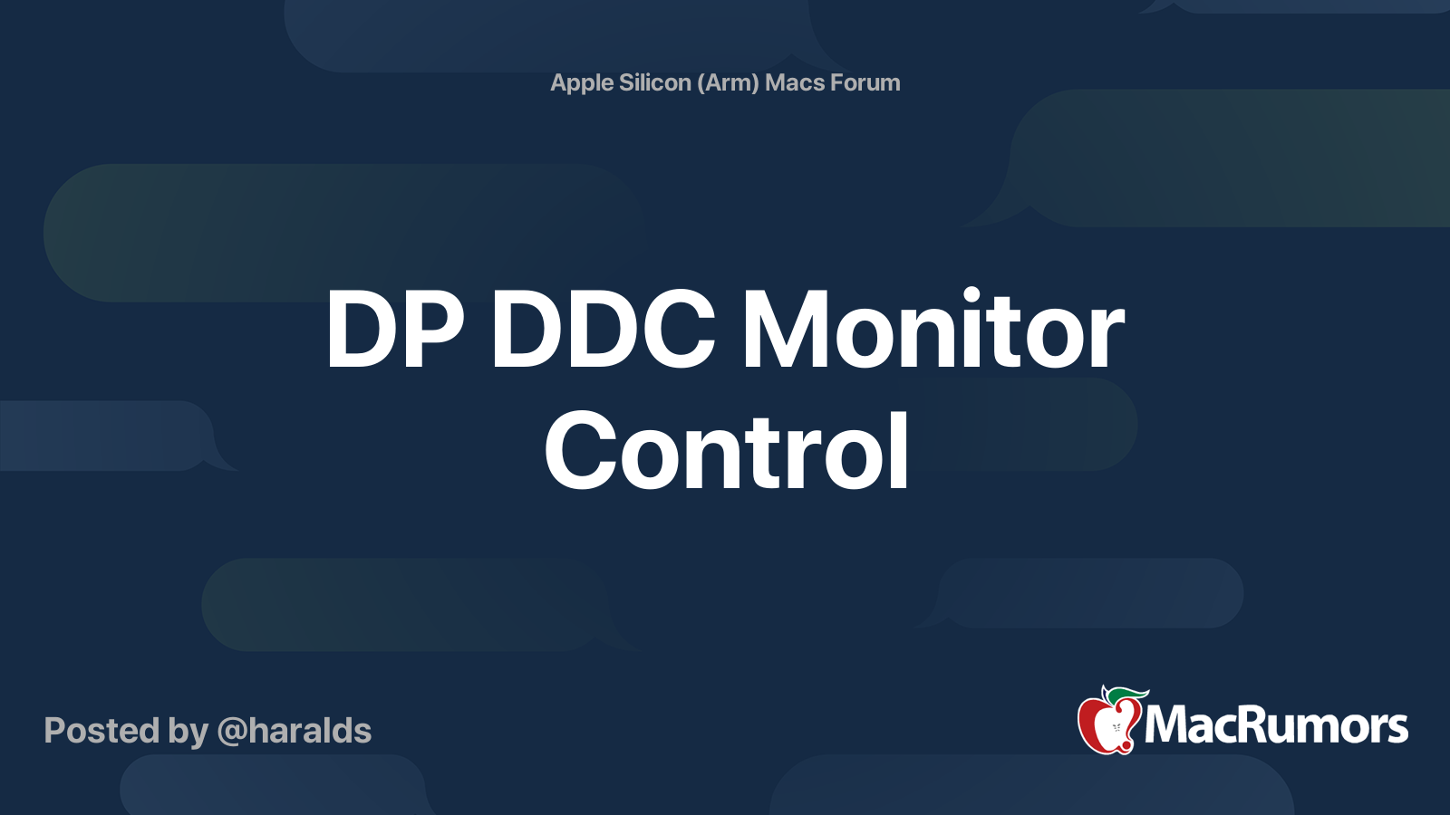DP DDC Monitor Control MacRumors Forums